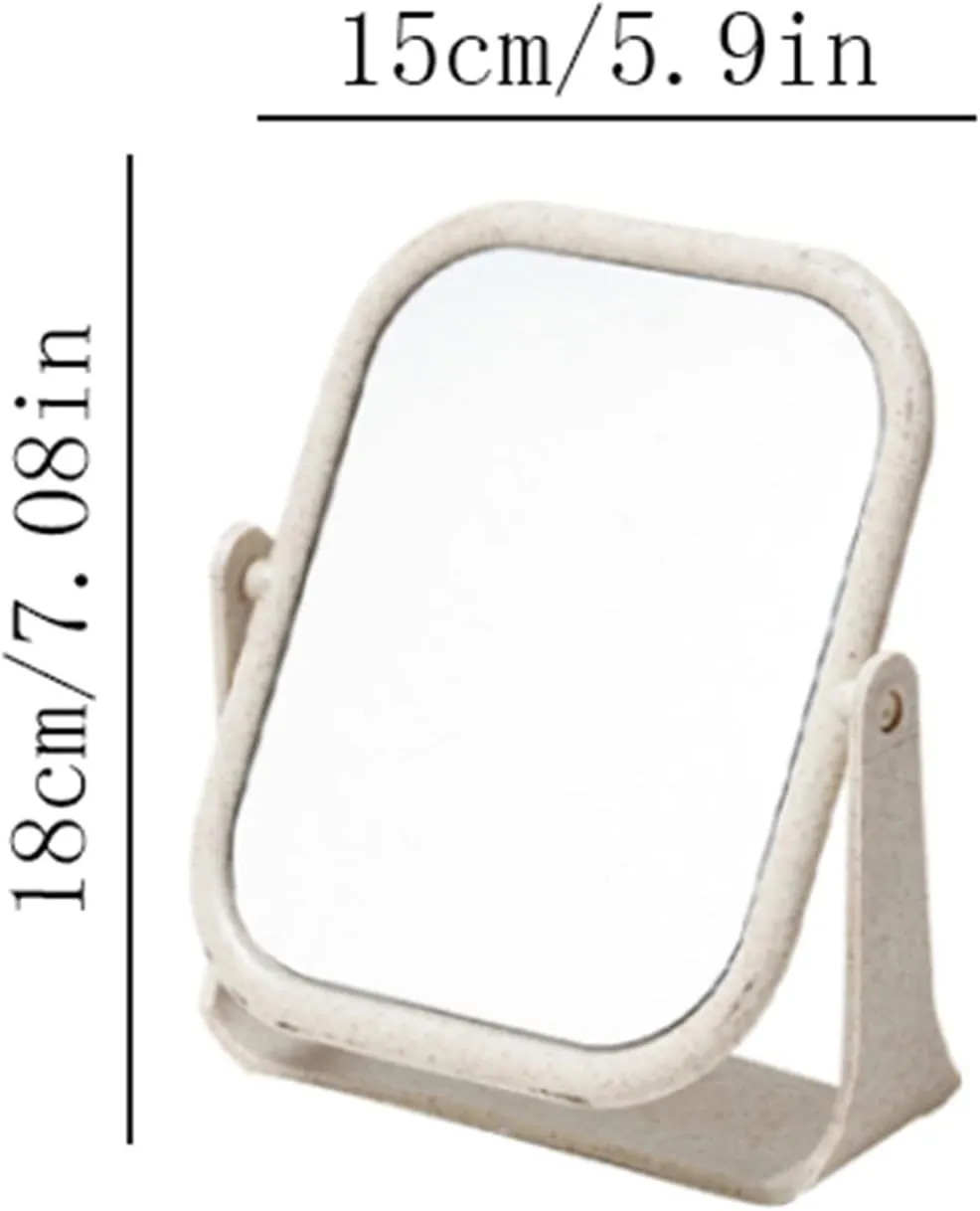 Makeup Mirror Makeup Mirror Double-Sided Rotating Vanity Mirror Desktop Round Mirror Simple Folding Makeup Portable Mirror Vanity Mirror(D)