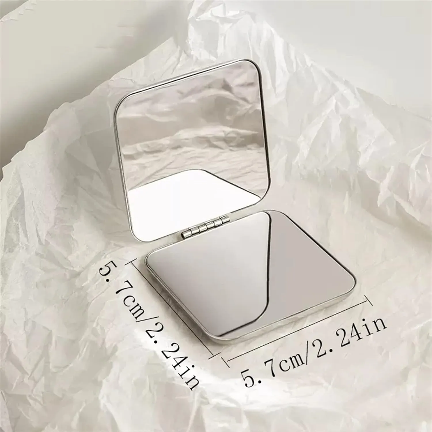 Makeup Mirror Mirror Female Portable Portable Folding Double-Sided Stainless Steel Makeup Mirror Student Mini Make-up Mirror Lighted Makeup Mirror(A)