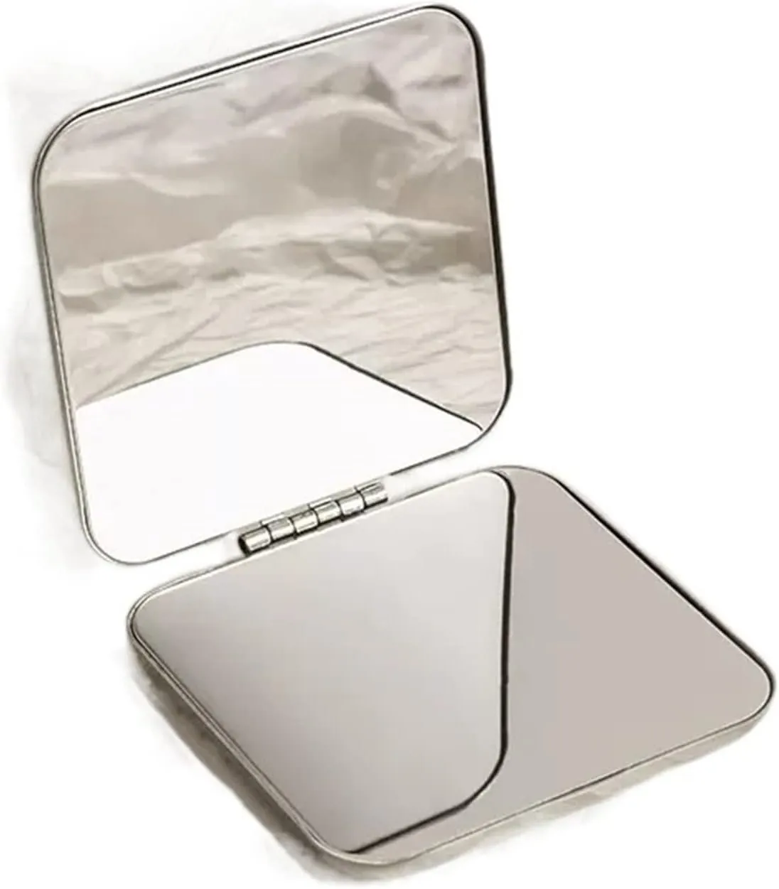 Makeup Mirror Mirror Female Portable Portable Folding Double-Sided Stainless Steel Makeup Mirror Student Mini Make-up Mirror Lighted Makeup Mirror(A)