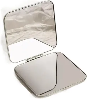 Makeup Mirror Mirror Female Portable Portable Folding Double-Sided Stainless Steel Makeup Mirror Student Mini Make-up Mirror Lighted Makeup Mirror(A)