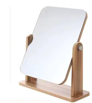 Makeup Mirror Mirror Wooden Bedroom Makeup Mirror Living Room Desktop Portable Large Student Mirror Dressing Mirror Vanity Mirror(Small)