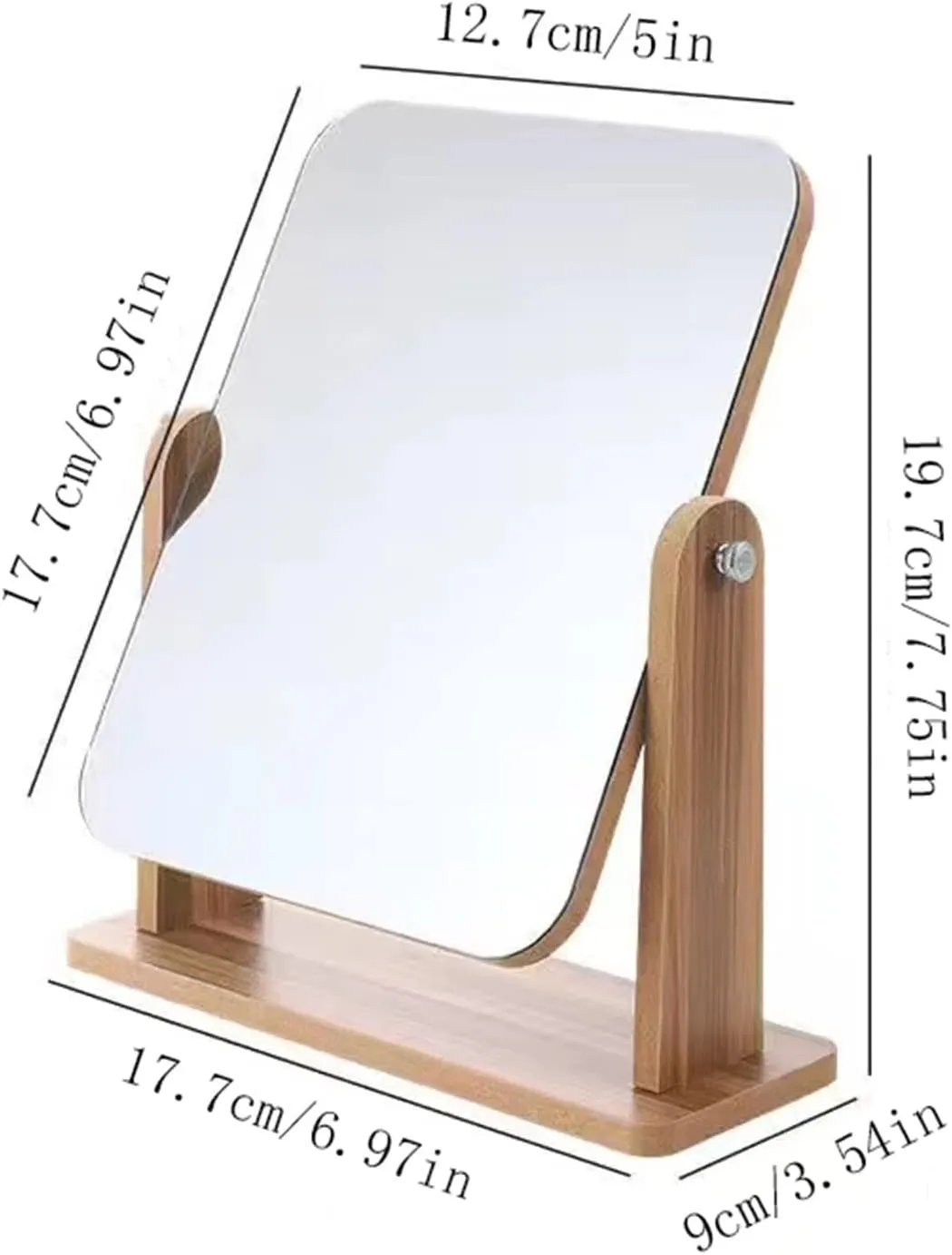 Makeup Mirror Mirror Wooden Bedroom Makeup Mirror Living Room Desktop Portable Large Student Mirror Dressing Mirror Vanity Mirror(Small)