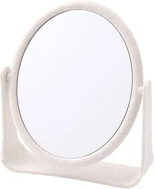 Makeup Mirror Round Double-Sided Rotatable Makeup Mirror Simple Folding Makeup Portable Mirror Desktop High-Definition Makeup Mirror Vanity Mirror(A)