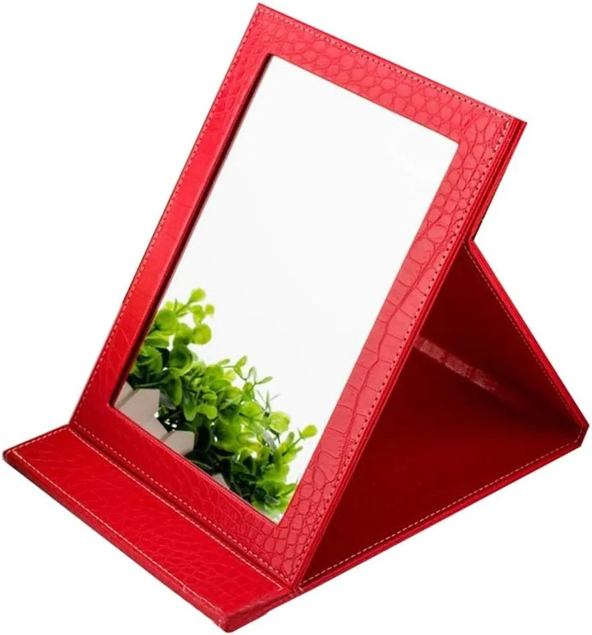 Makeup Mirror with Travel Folding Mirror Desktop Mirror Desk Standing Portable Vanity Mirror for Travel Makeup Mirror