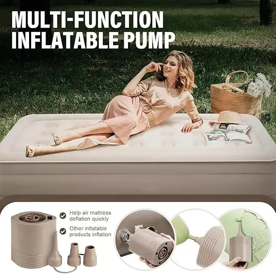 Malaki Trends Single Air Mattress with Built-In Pump – Self-Inflating Blow-Up Bed, No Socket Needed, Compact Inflatable Airbed for Camping, Guests & Travel (191x99x40cm)
