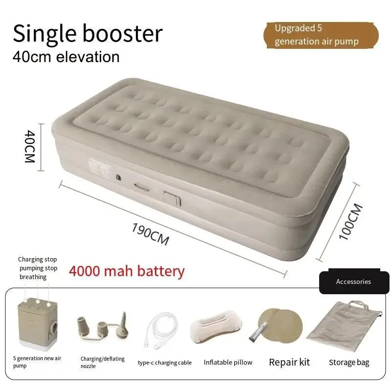 Malaki Trends Single Air Mattress with Built-In Pump – Self-Inflating Blow-Up Bed, No Socket Needed, Compact Inflatable Airbed for Camping, Guests & Travel (191x99x40cm)