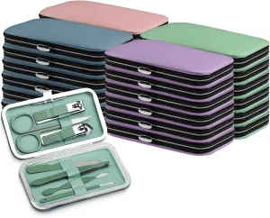 Manicure Kit Bulk, Nail Clippers Set Stainless Steel Fingernail Clippers Set, Sturdy Nail Tip Cutter Trimmers Professional Grooming Toenail Clippers Personal Pedicure Kits 7 in 1(Multicolour 12 Pack)