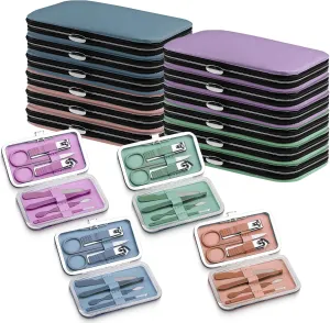 Manicure Kit Bulk, Nail Clippers Set Stainless Steel Fingernail Clippers Set, Sturdy Nail Tip Cutter Trimmers Professional Grooming Toenail Clippers Personal Pedicure Kits 7 in 1(Multicolour 24 Pack)