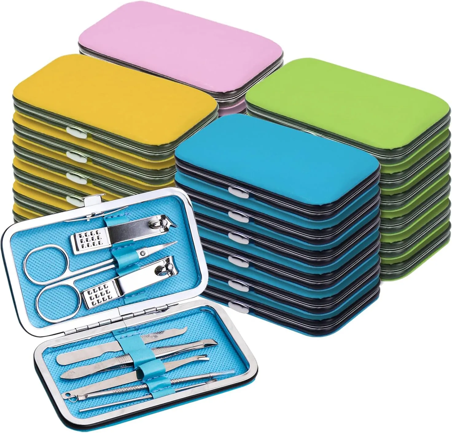 Manicure Set Bulk, Nail Clippers Kit Stainless Steel Fingernail Clippers Set, Sturdy Nail Tip Cutter Trimmers Professional Grooming Toenail Clippers Personal Pedicure Kits Gift (48 Pack 8 in 1)