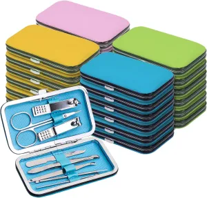 Manicure Set Bulk, Nail Clippers Kit Stainless Steel Fingernail Clippers Set, Sturdy Nail Tip Cutter Trimmers Professional Grooming Toenail Clippers Personal Pedicure Kits Gift (48 Pack 8 in 1)