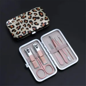 Manicure Set Nail Clippers Pedicure Kit (Black/Gold) 7 Pieces Professional Nail Clippers Kit Pedicure Care Tools Grooming Kit Manicure Tool, with Case for Travel (Gold)