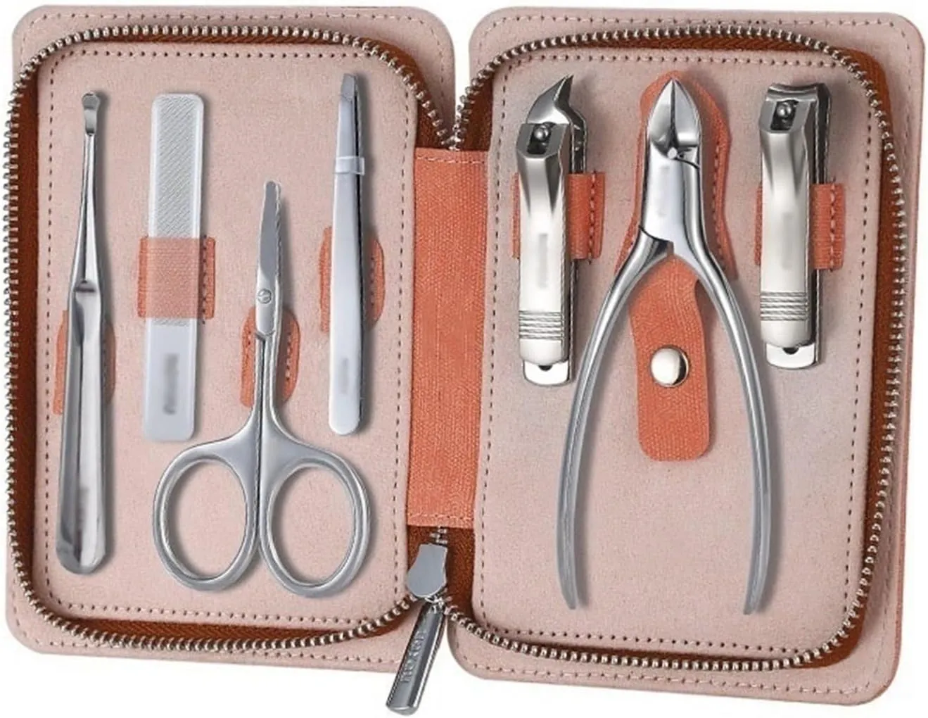 Manicures, Pedicure Kits, Nail Clippers, Portable Nail Clipper Set, 7 Pieces Men Women Pedicure Grooming Kit, Sharp Finger and Toe Nail Tools with Leather Case Professional Grooming Kits ( Color : Pin