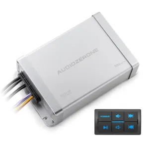 Marine Bluetooth Amplifier car Audio System Waterproof Multi-Function Remote Class D Amp ATV UTV Amp 4 Channel Output (Silvery)