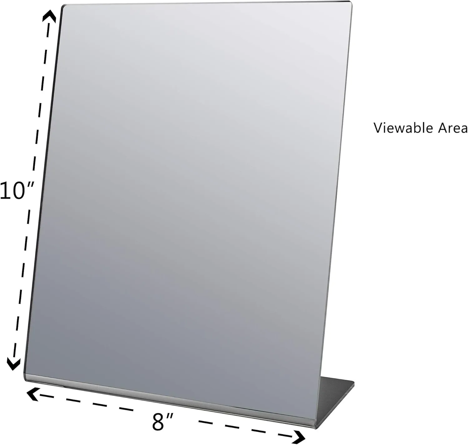 Marketing Holders Acrylic Mirror 8" x 10" Slant Back Reflective Freestanding Portable Lucite Stand for Retail Jewelry Piercing Counters Makeup Vanities and Hair Salons