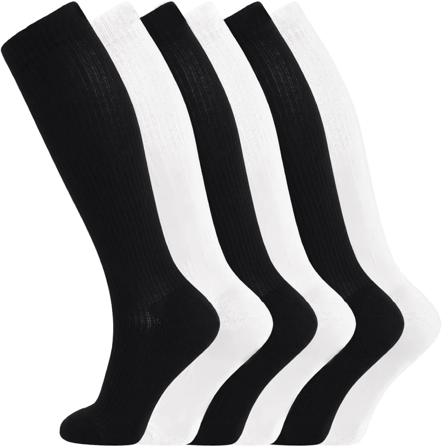  MD Cotton Compression Socks for Women and Men 4/6 Pairs 8-15/15-20 mmHg Knee High Socks for Sports Travel Nurse Edema
