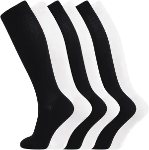  MD Cotton Compression Socks for Women and Men 4/6 Pairs 8-15/15-20 mmHg Knee High Socks for Sports Travel Nurse Edema