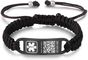 Medical Bracelets for Sport Men Women with QR Code Medical Alert ID Bracelets - Nylon Waterproof Wristband Fits Wrists Up to 7 inches - More Space Custom Emergency Med ID Alert Info