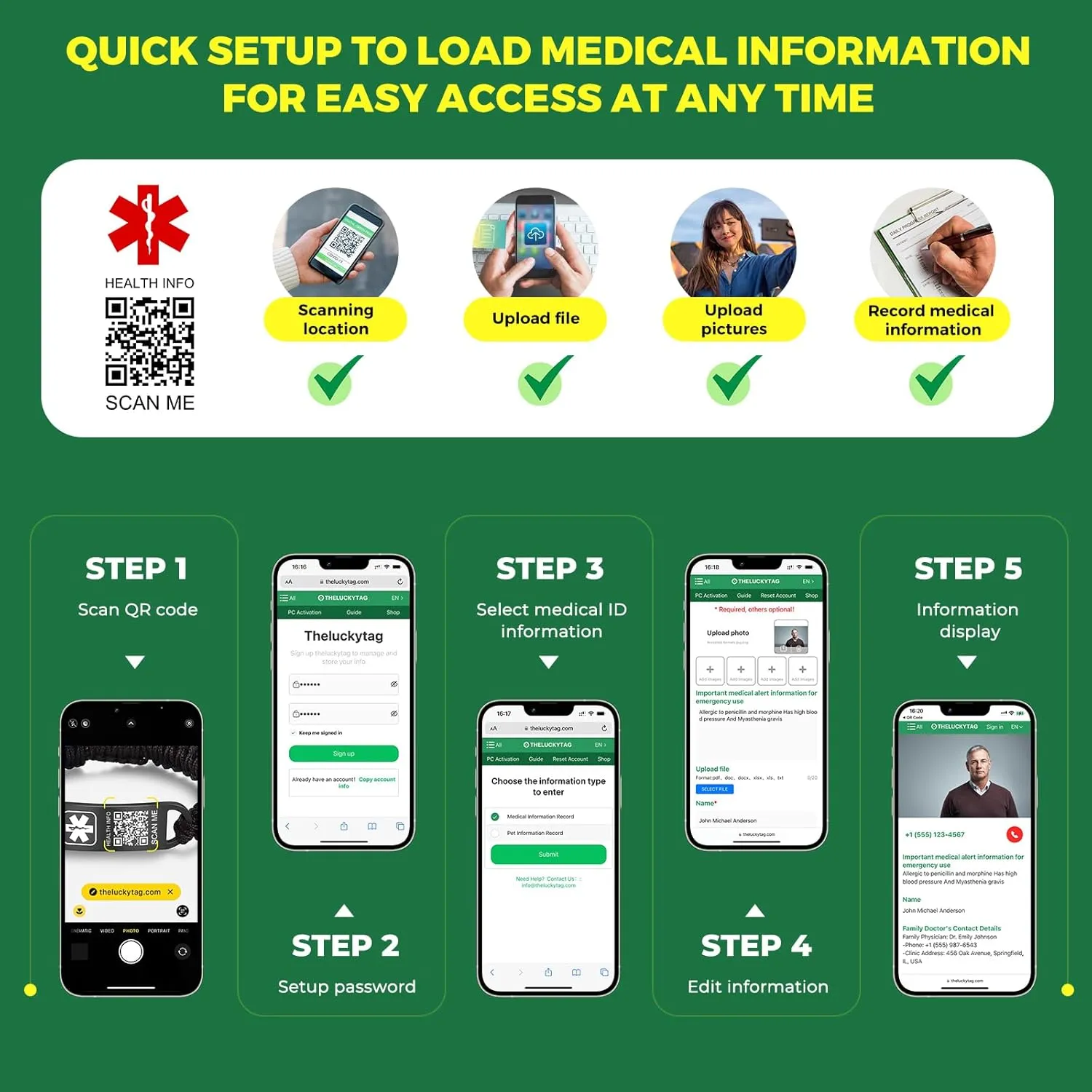 Medical Bracelets for Sport Men Women with QR Code Medical Alert ID Bracelets - Nylon Waterproof Wristband Fits Wrists Up to 7 inches - More Space Custom Emergency Med ID Alert Info