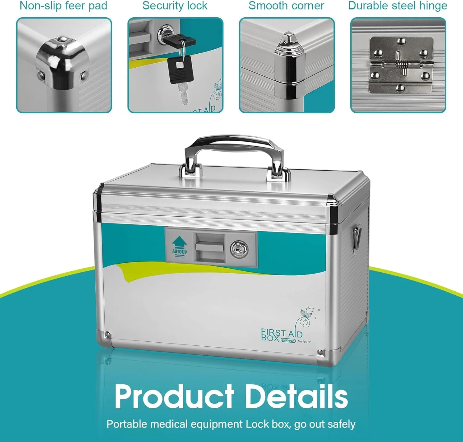 Medicine Lock Box,locking medicine box, Security Lock Boxes【Extra Large-16inch】 15.9x9.3x8.9 Inch,lock box, First Aid Key Safe Box,Lock Box for Medication