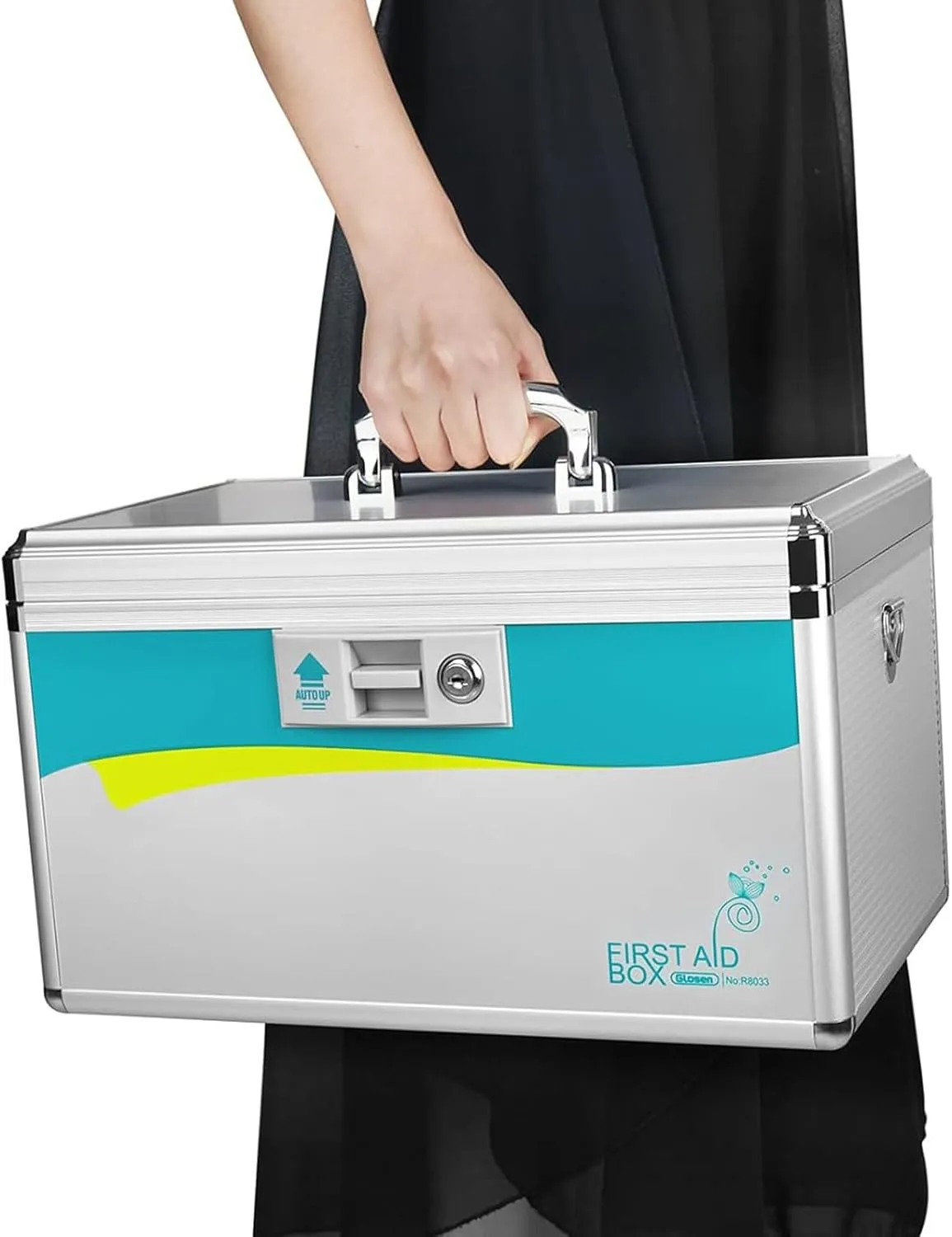 Medicine Lock Box,locking medicine box, Security Lock Boxes【Extra Large-16inch】 15.9x9.3x8.9 Inch,lock box, First Aid Key Safe Box,Lock Box for Medication