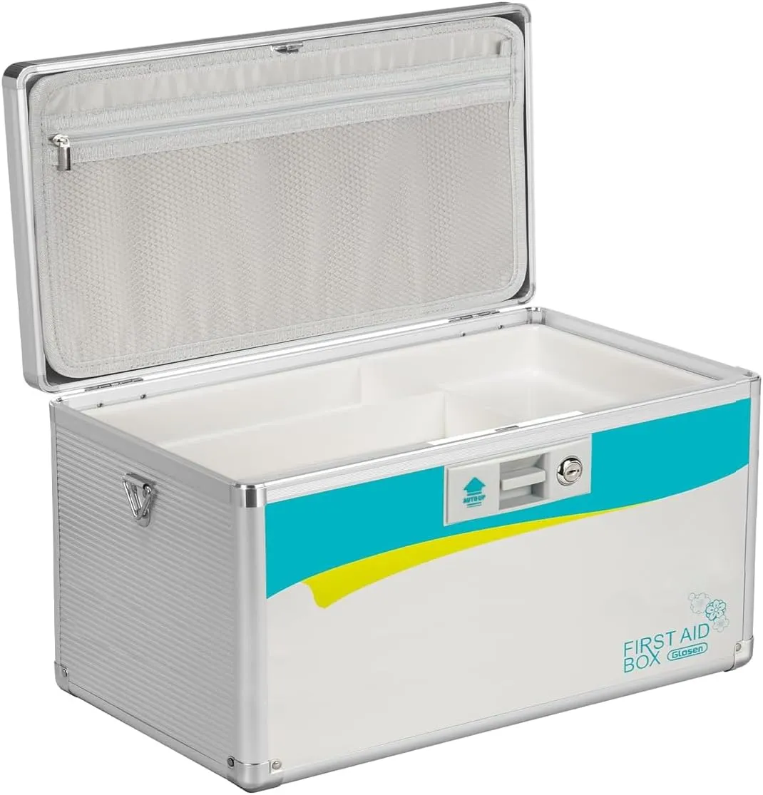 Medicine Lock Box,locking medicine box, Security Lock Boxes【Extra Large-16inch】 15.9x9.3x8.9 Inch,lock box, First Aid Key Safe Box,Lock Box for Medication