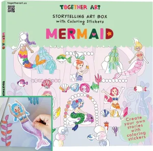 Mermaid Art Kit – DIY Sticker Coloring Craft Kit for Kids | Color Your Own Stickers & Create Your Story | Coloring Sticker Sheets & Art Activity Gift | Fun & Educational Kids Craft Kit