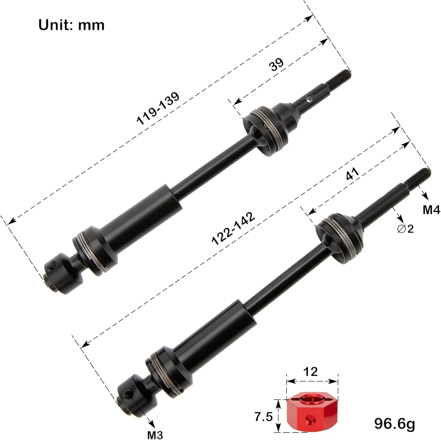 MEUS RACING Steel Front Rear Drive Shaft CVD Driveshaft Kit for 1/10 Traxxas Slash/Hoss/Rustler 4X4 9051X 9052X RC Car