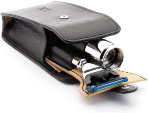 MÜHLE Travel Florentine Leather Silvertip Fibre 5-Blade Razor Luxury Shaving Kit