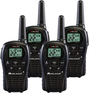 Midland LXT500VP3 FRS Two Way Radios - 4 Pack Bundle w/Chargers
