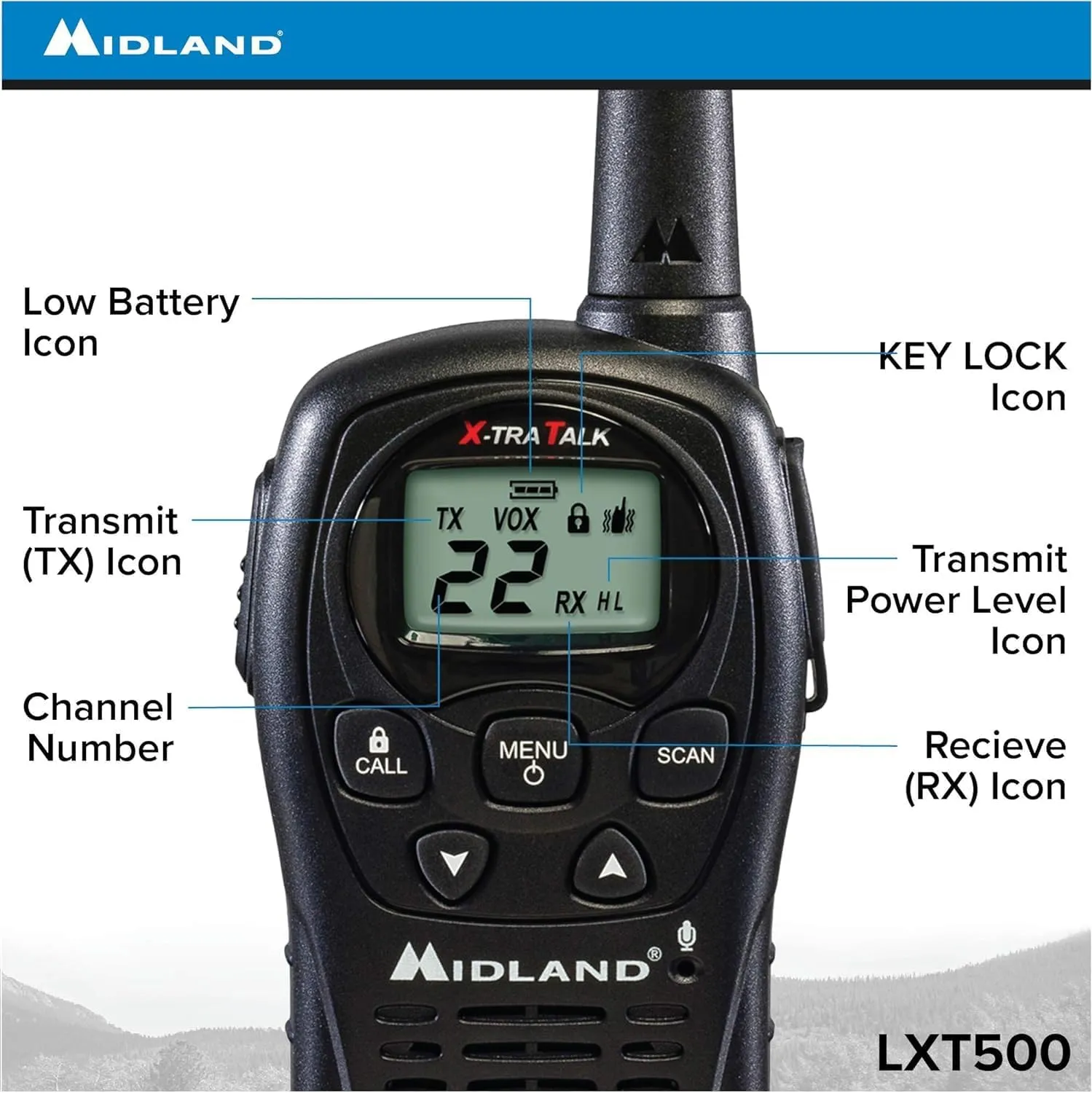 Midland LXT500VP3 FRS Two Way Radios - 4 Pack Bundle w/Chargers