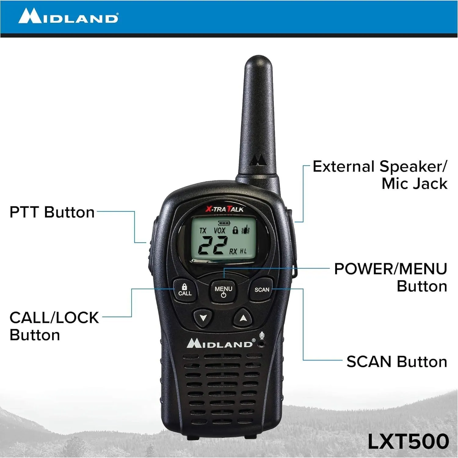 Midland LXT500VP3 FRS Two Way Radios - 4 Pack Bundle w/Chargers