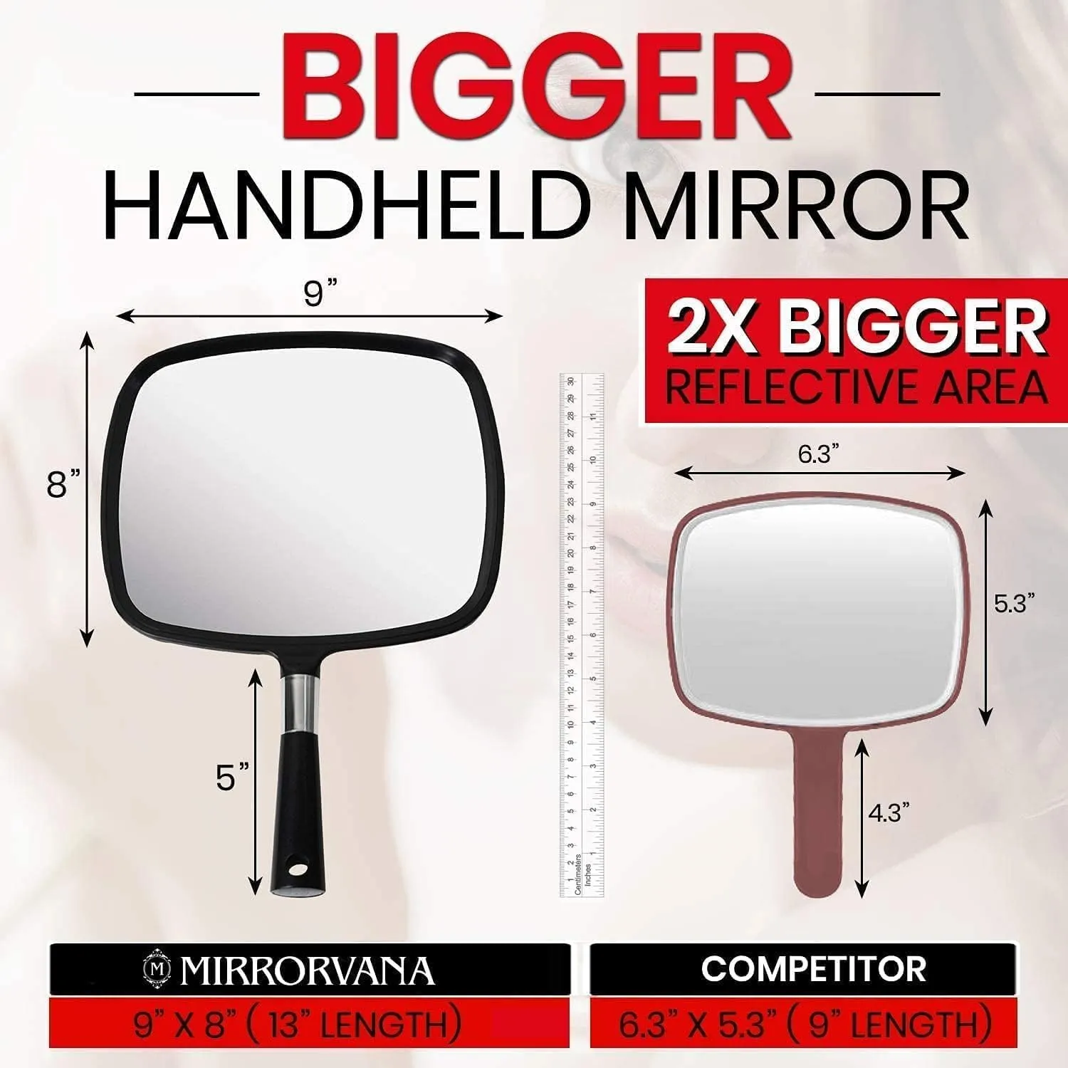 Mirrorvana Pack of 5 Large & Comfy Hand Held Mirror (Black)