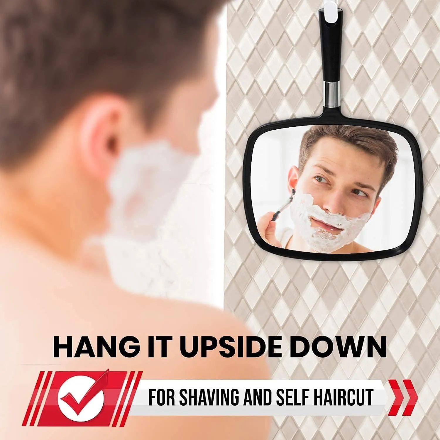 Mirrorvana Pack of 5 Large & Comfy Hand Held Mirror (Black)