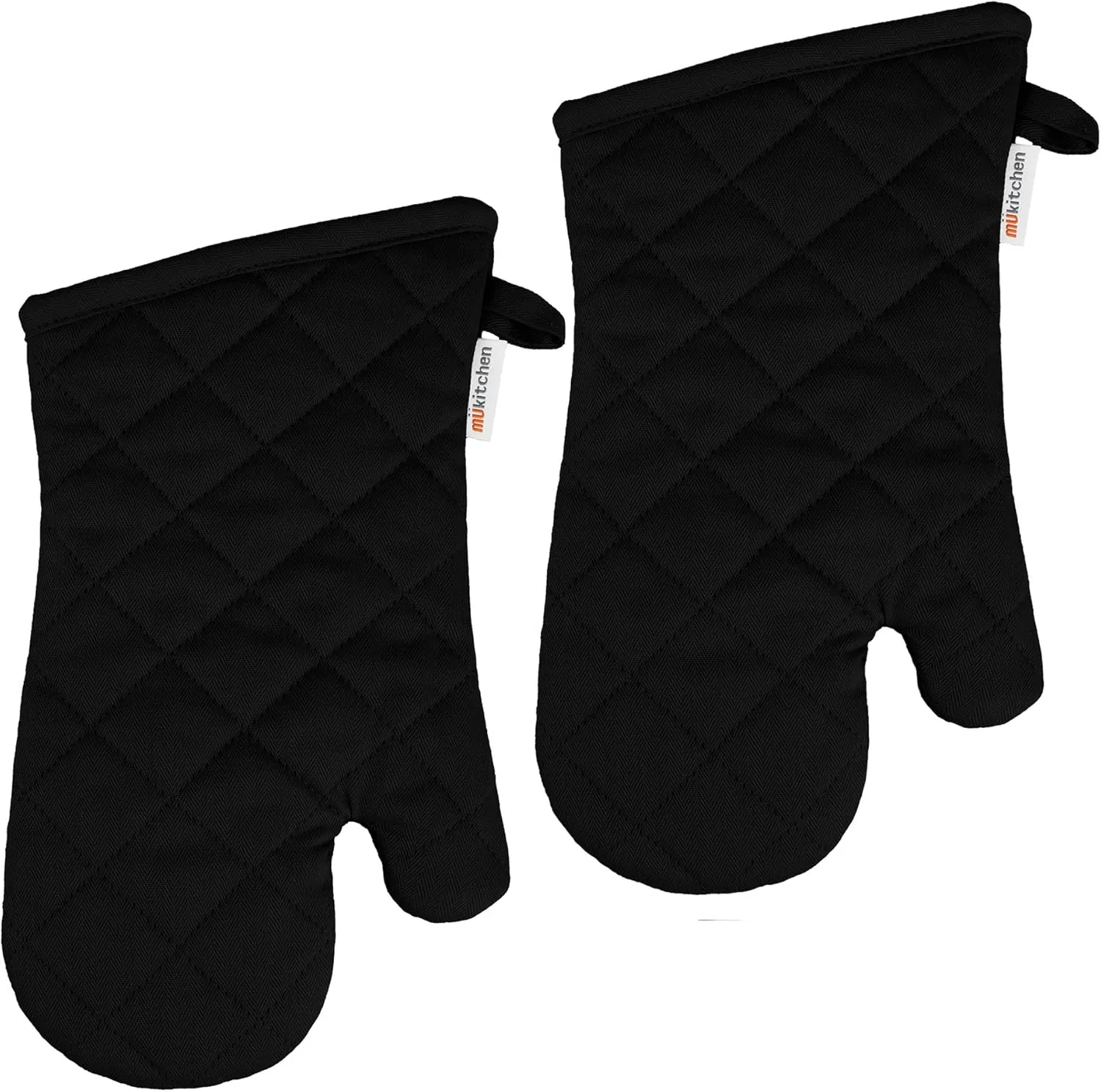 MÜmitt is 100% Cotton | Heat Resistant Oven Mitts for Cooking and Baking | Machine Washable and Durable | Necessary Kitchen Accessory for Hot Cookware | Set of 2 (Black (Onyx))