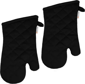 MÜmitt is 100% Cotton | Heat Resistant Oven Mitts for Cooking and Baking | Machine Washable and Durable | Necessary Kitchen Accessory for Hot Cookware | Set of 2 (Black (Onyx))