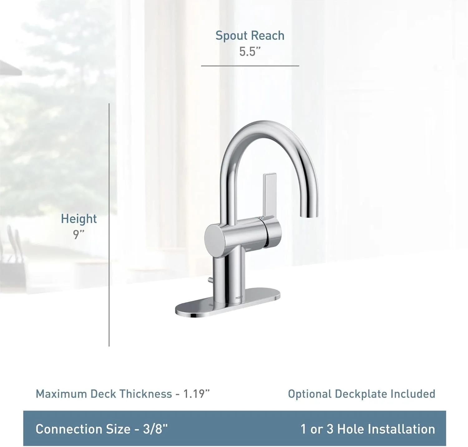 Moen 6221 CIA Collection Single Handle Bathroom Sink Faucet, Chrome