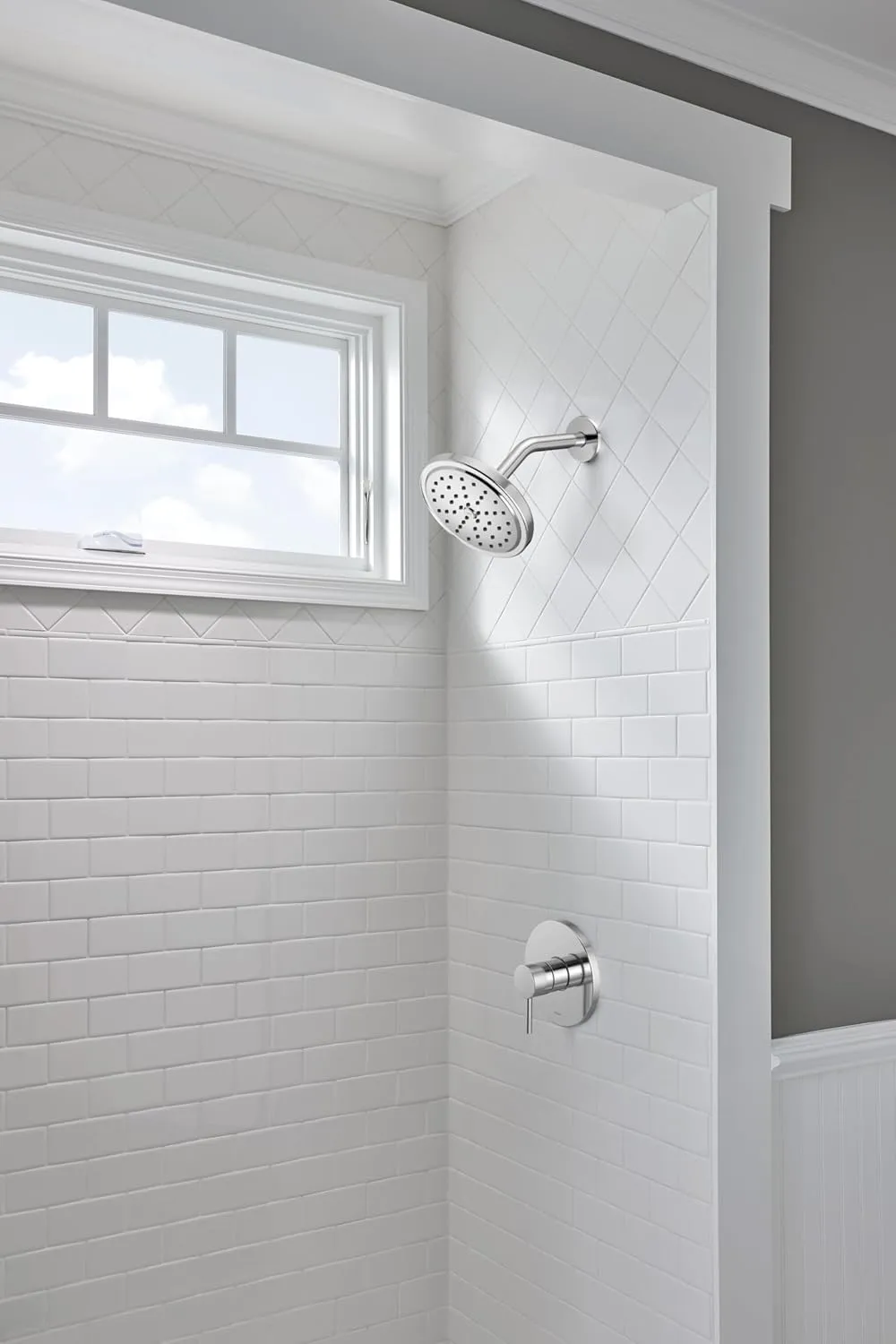 Moen Align Chrome Posi-Temp Pressure Balancing Modern Shower Trim Kit without Showerhead, Valve Required, T2192NH