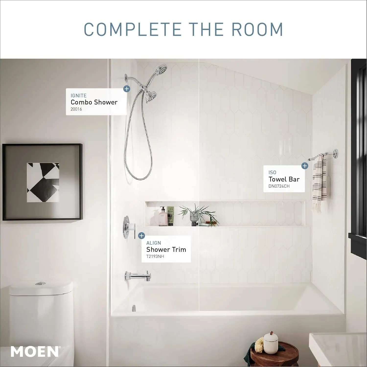 Moen Align Chrome Posi-Temp Pressure Balancing Modern Tub and Shower Trim Kit without Showerhead Valve Required, T2193NH