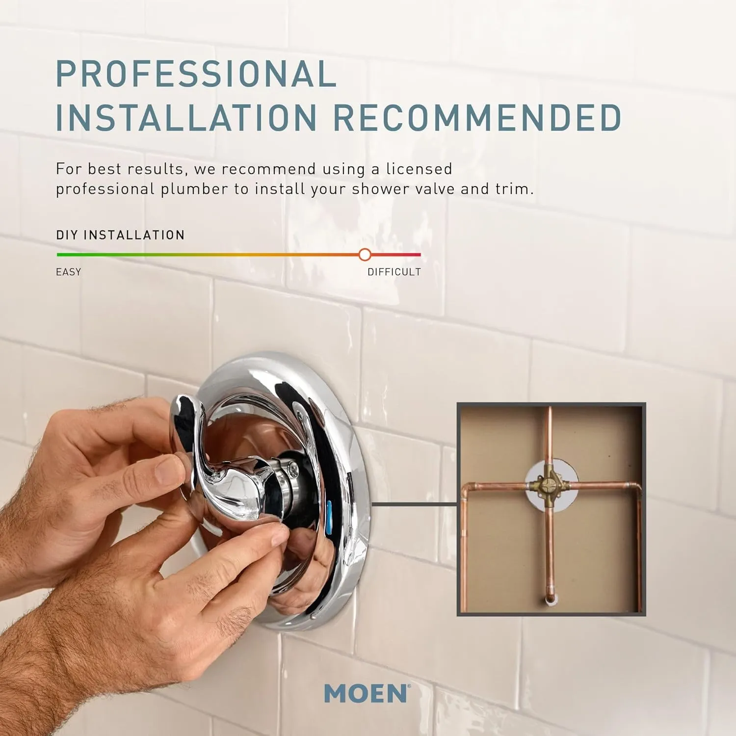 Moen Conway Chrome Posi-Temp Tub and Shower Trim Set Featuring Square Showerhead, Shower Lever Handle, and Tub Spout, Valve Included, 82922