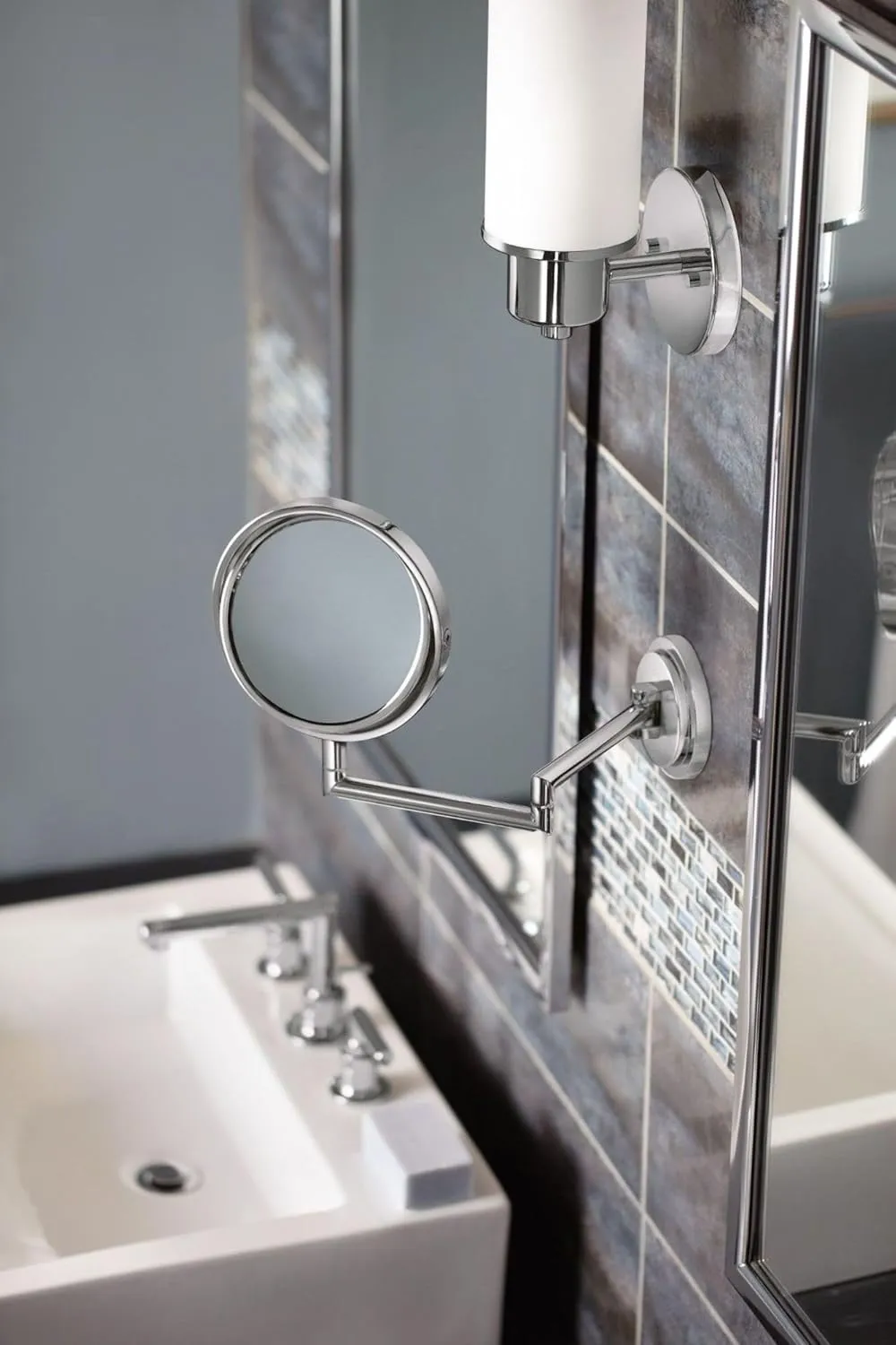 Moen DN0761CH Iso 1-Light Dual-Mount Bath Bathroom Vanity Fixture with Frosted Glass, Chrome