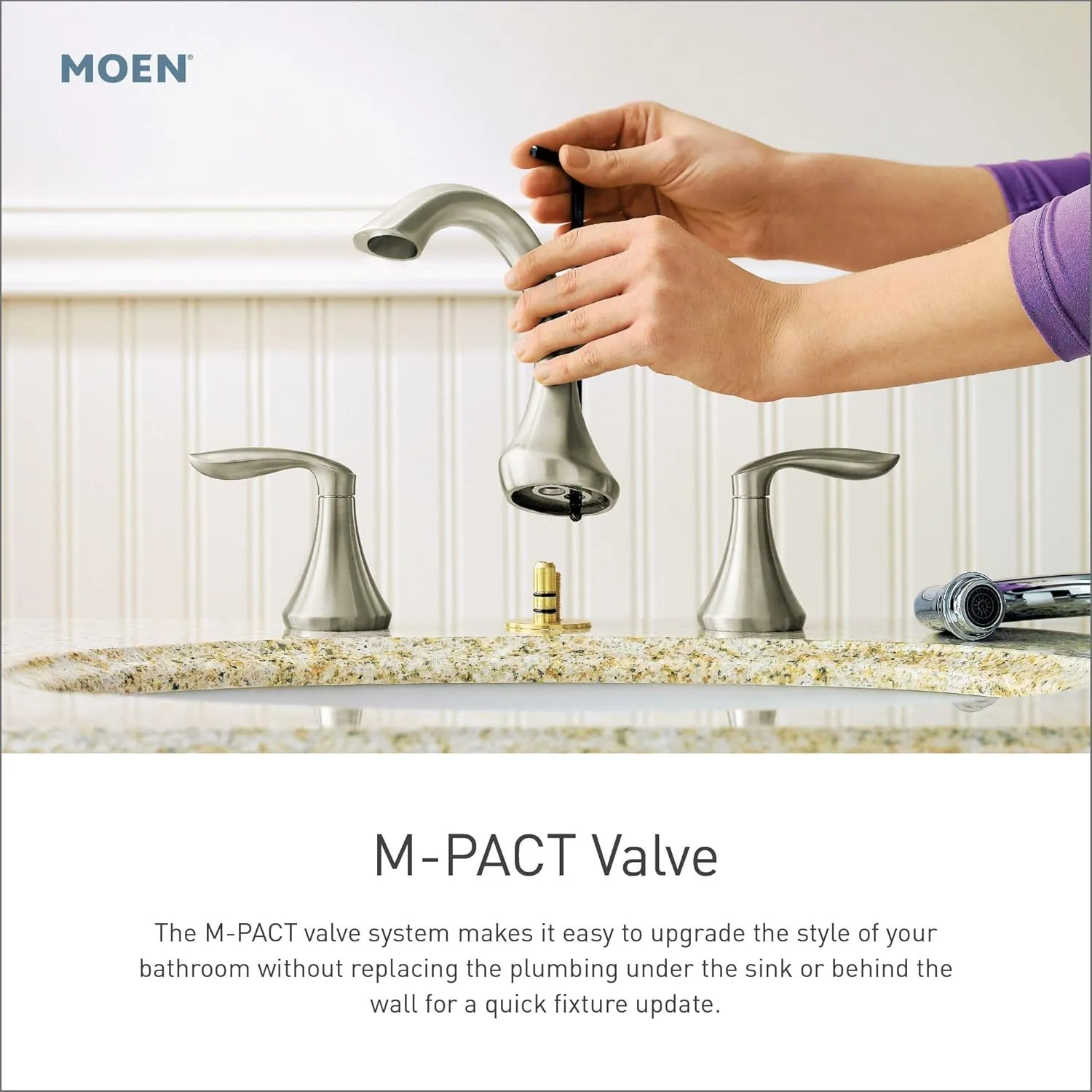 Moen Eva Chrome Two-Handle High Arc Widespread Bathroom Sink Faucet for 3-Hole Setups with Valve Included, TV6420