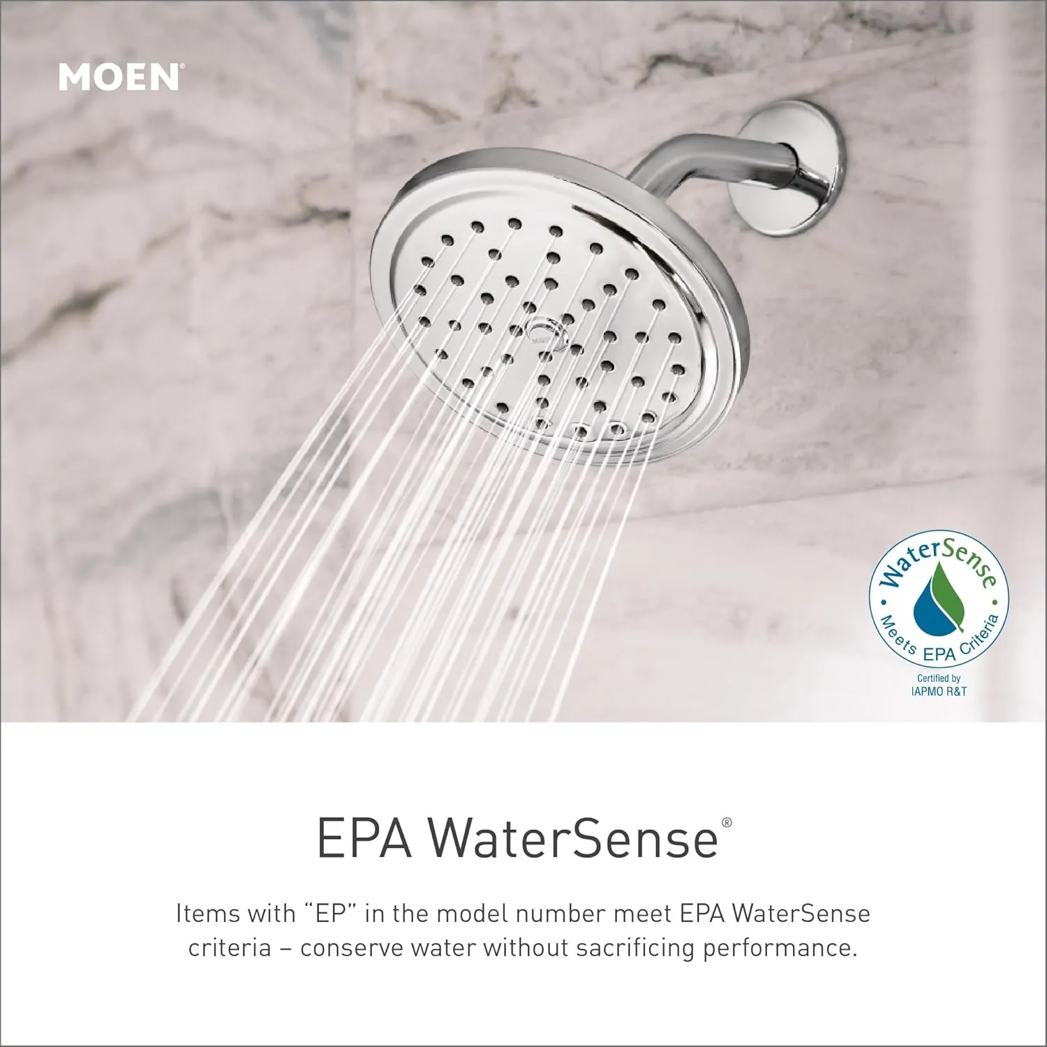 Moen S6365EP Voss 6" Single-Function Eco-Performance Rainshower Showerhead with Immersion Technology, Chrome