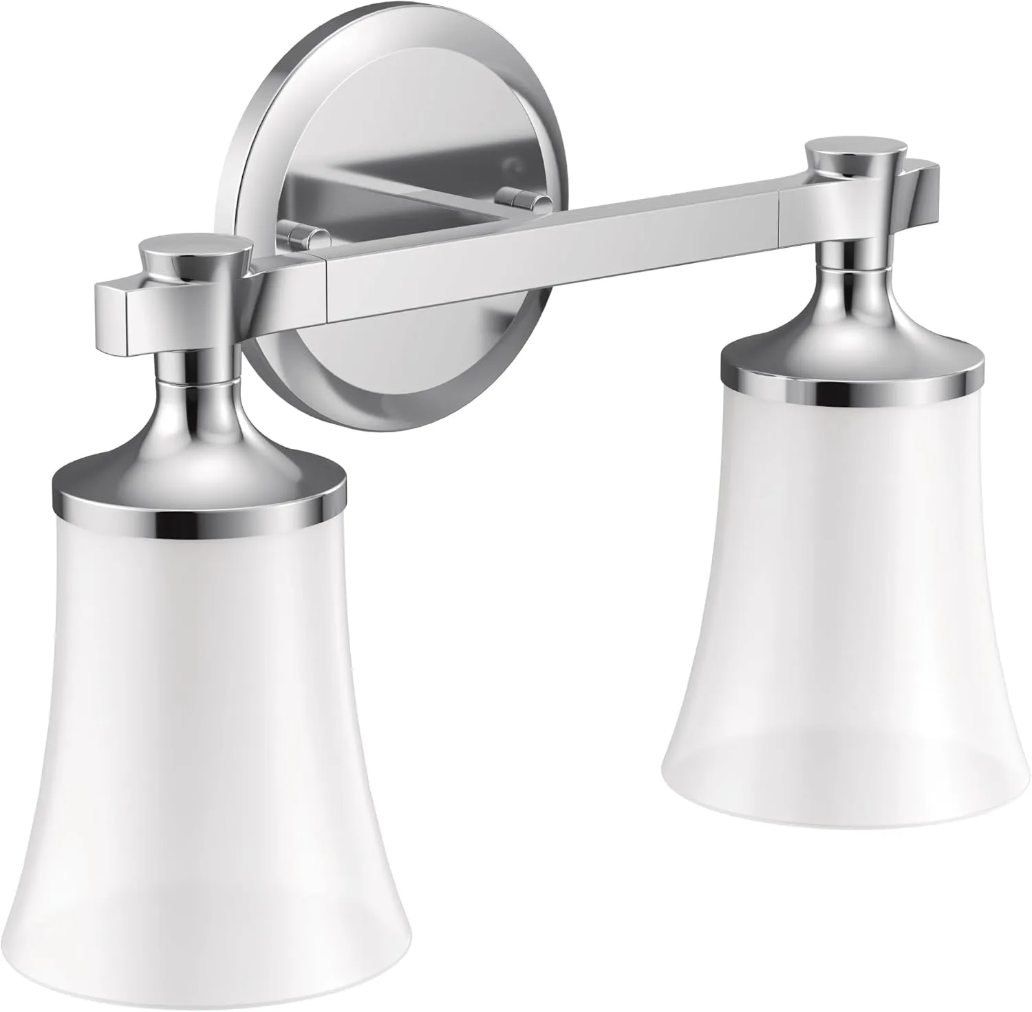 Moen YB0362CH Flara 2-Light Dual-Mount Bath Bathroom Vanity Light Fixture with Frosted Glass, Chrome