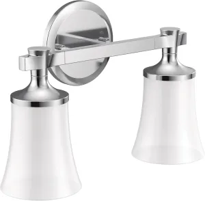 Moen YB0362CH Flara 2-Light Dual-Mount Bath Bathroom Vanity Light Fixture with Frosted Glass, Chrome