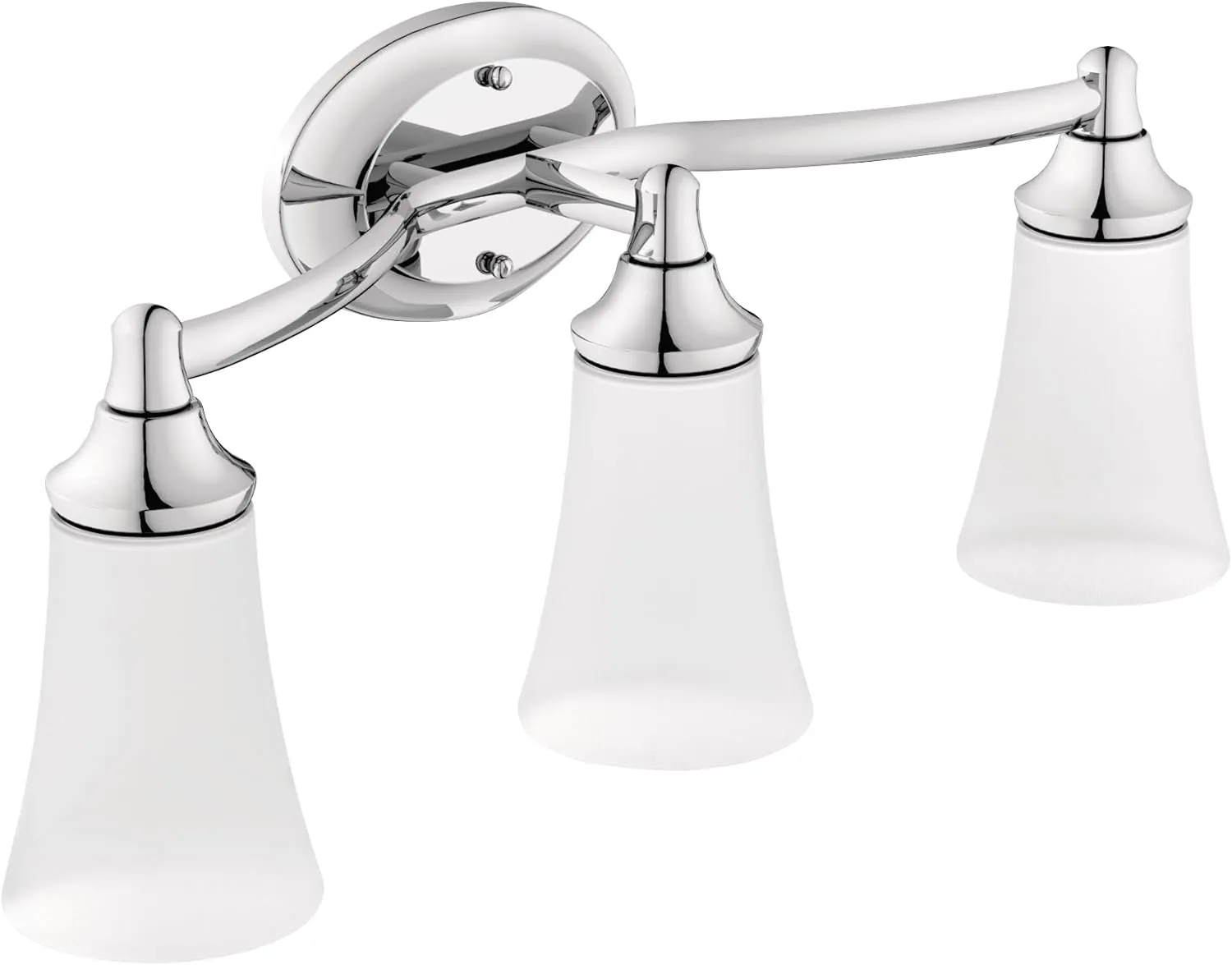 Moen YB2863CH Eva 3-Light Dual-Mount Bath Bathroom Vanity Fixture with Frosted Glass, Chrome