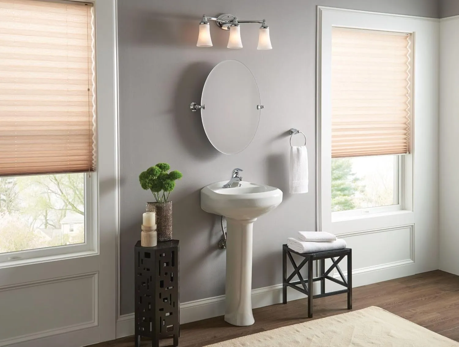 Moen YB2863CH Eva 3-Light Dual-Mount Bath Bathroom Vanity Fixture with Frosted Glass, Chrome