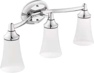 Moen YB2863CH Eva 3-Light Dual-Mount Bath Bathroom Vanity Fixture with Frosted Glass, Chrome