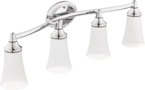 Moen YB2864CH Eva 4-Light Dual-Mount Bath Bathroom Vanity Fixture with Frosted Glass, Chrome