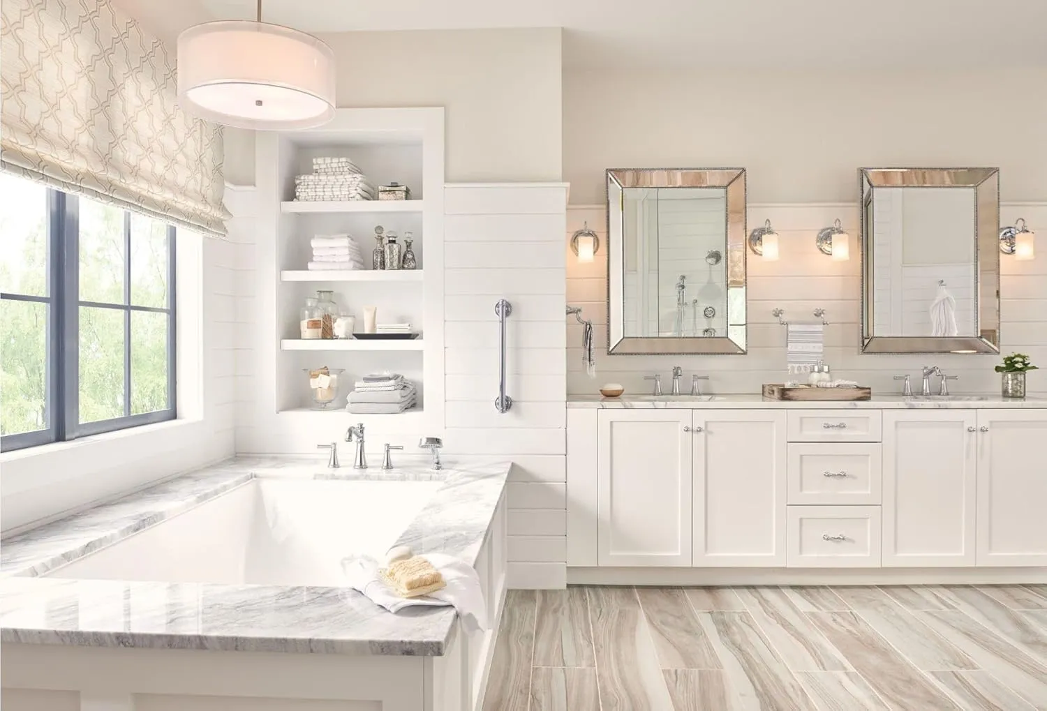 Moen YB6461CH Belfield 1-Light Dual-Mount Bath Bathroom Vanity Fixture with Frosted Glass, Chrome