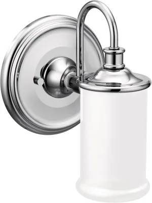 Moen YB6461CH Belfield 1-Light Dual-Mount Bath Bathroom Vanity Fixture with Frosted Glass, Chrome